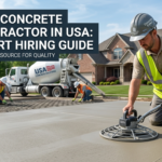 professional concrete contractor in USA pouring residential concrete driveway