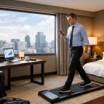running machine for business travel in a hotel room