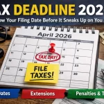 tax deadline 2026 calendar marked with IRS due date